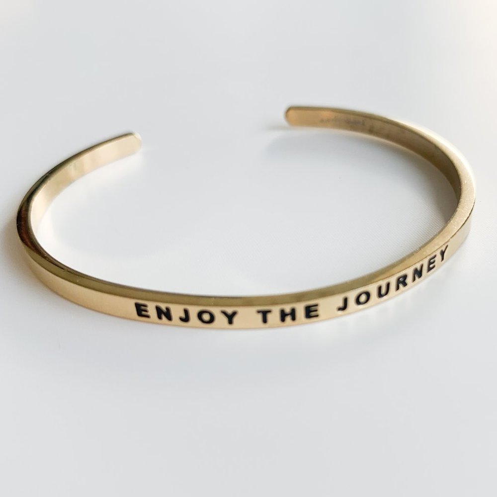 Enjoy The Journey Yellow Gold MantraBand Bangle